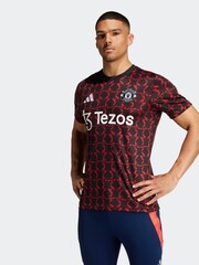 adidas Black/Red Manchester United Pre Match Jersey - Image 1 of 8