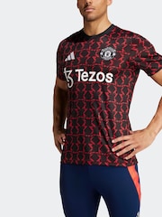 adidas Black/Red Manchester United Pre Match Jersey - Image 4 of 8
