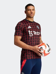 adidas Black/Red Manchester United Pre Match Jersey - Image 5 of 8