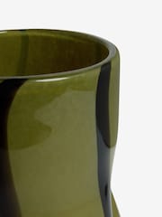 Green/Black Striped Glass Hurricane Candle Holder - Image 3 of 4