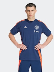 adidas Navy/Red Manchester United Tiro 24 100% Cotton T-Shirt - Image 1 of 7