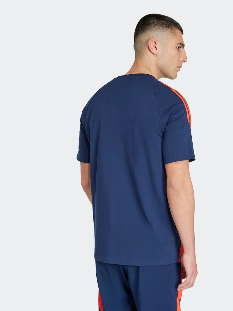 adidas Navy/Red Manchester United Tiro 24 100% Cotton T-Shirt - Image 2 of 7