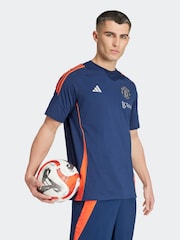 adidas Navy/Red Manchester United Tiro 24 100% Cotton T-Shirt - Image 4 of 7