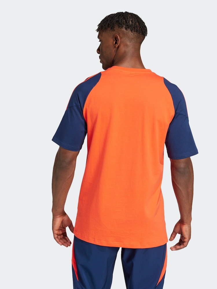 adidas Red/Navy Manchester United Tiro 100% Cotton T-Shirt - Image 2 of 7