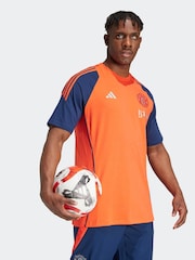 adidas Red/Navy Manchester United Tiro 100% Cotton T-Shirt - Image 4 of 7