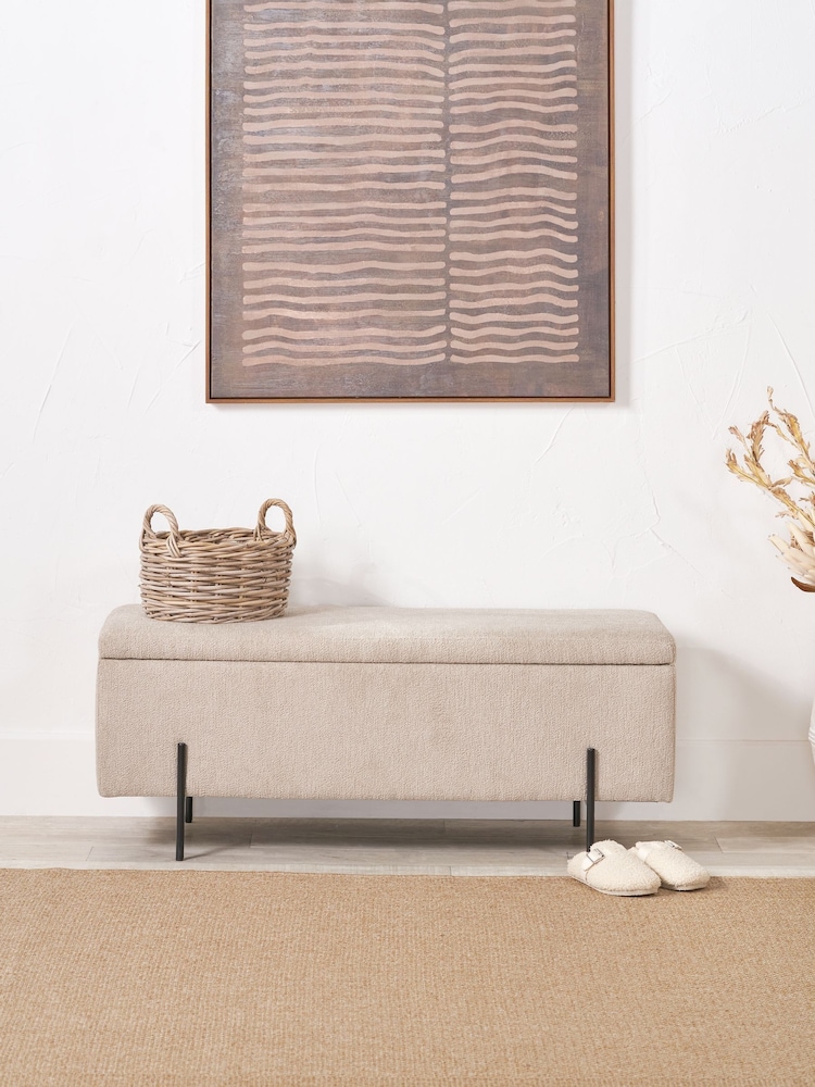 Pacific Taupe Teddy Storage Bench with Metal Legs - Image 1 of 6