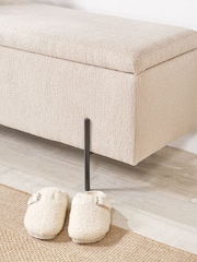 Pacific Taupe Teddy Storage Bench with Metal Legs - Image 2 of 6