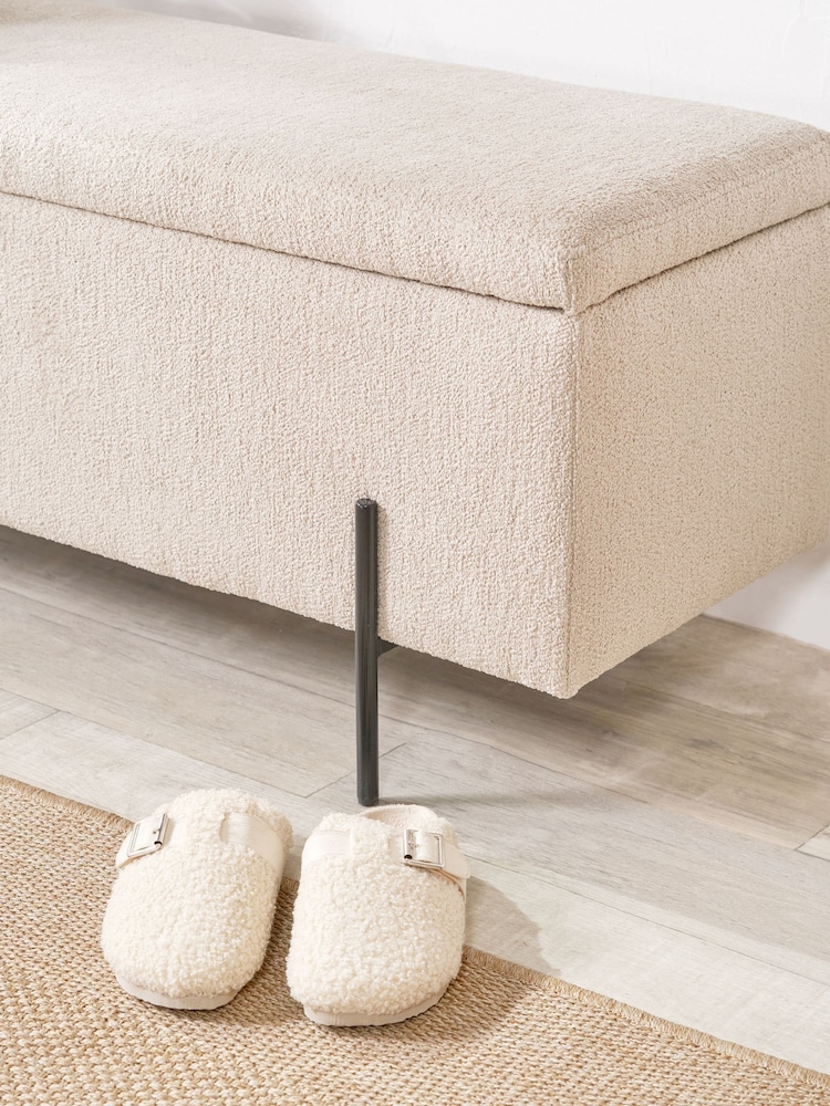 Pacific Taupe Teddy Storage Bench with Metal Legs - Image 2 of 6