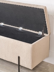 Pacific Taupe Teddy Storage Bench with Metal Legs - Image 3 of 6