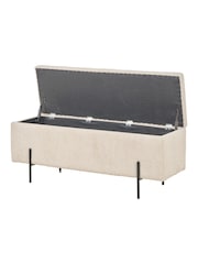 Pacific Taupe Teddy Storage Bench with Metal Legs - Image 4 of 6