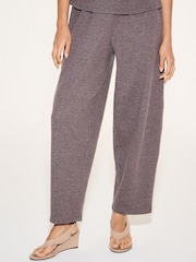 Brown Barrel Leg Knit Look Trousers - Image 2 of 5