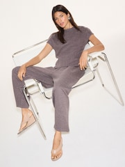 Brown Barrel Leg Knit Look Trousers - Image 3 of 5