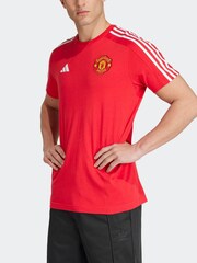 adidas Red Manchester United DNA 100% Cotton T-Shirt - Image 3 of 8