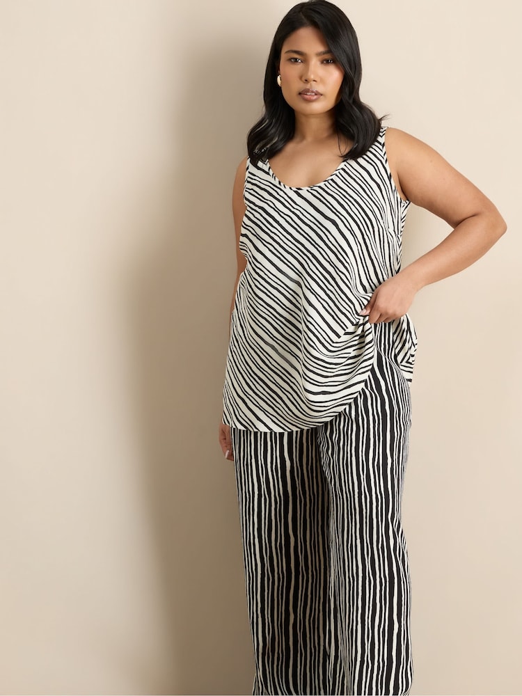 Live Unlimited Black Striped Wide Leg Elasticated Waist Trousers - Image 1 of 2