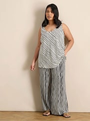 Live Unlimited Black Striped Wide Leg Elasticated Waist Trousers - Image 4 of 4