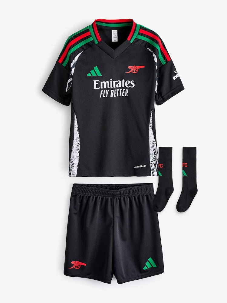 adidas Black Kids Arsenal 24/25 Away Mini Kit - Image 6 of 8