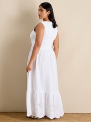Live Unlimited White Cheesecloth Broderie Maxi Dress - Image 5 of 6