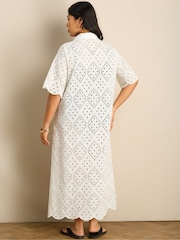 Live Unlimited White Broderie Shirt Midaxi Dress - Image 5 of 6