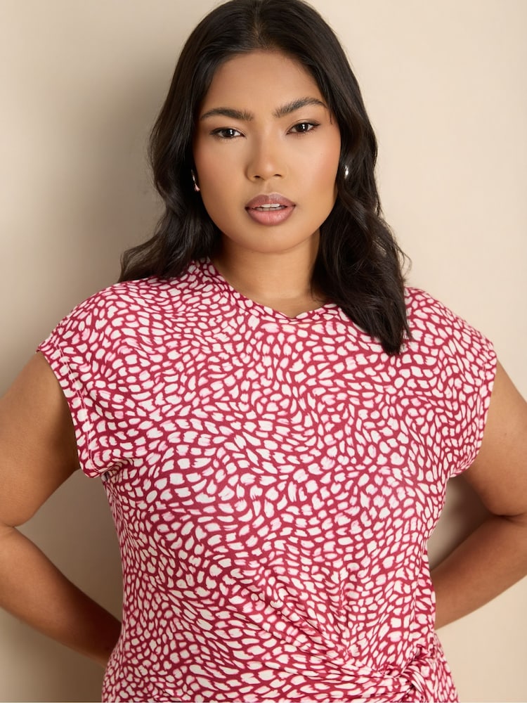 Live Unlimited Pink Printed Short Sleeve Tie Side Maxi Dress - Image 2 of 6 Live Unlimited Pink Printed Short Sleeve Tie Side Maxi Dress - Image 2 of 6