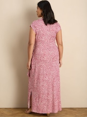 Live Unlimited Pink Printed Short Sleeve Tie Side Maxi Dress - Image 4 of 6