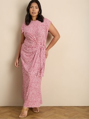 Live Unlimited Pink Printed Short Sleeve Tie Side Maxi Dress - Image 5 of 6