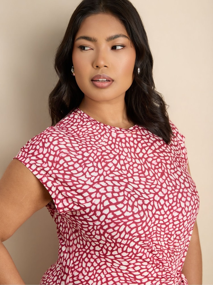 Live Unlimited Pink Printed Short Sleeve Tie Side Maxi Dress - Image 6 of 6 Live Unlimited Pink Printed Short Sleeve Tie Side Maxi Dress - Image 6 of 6