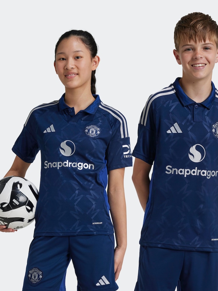 adidas Navy Kids Manchester United 24/25 Away Jersey - Image 1 of 4