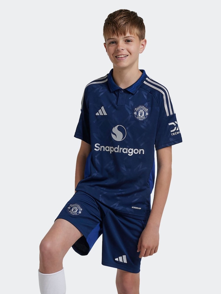 adidas Navy Kids Manchester United 24/25 Away Shorts - Image 1 of 2