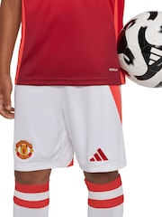 adidas White Kids Manchester United 24/25 Home Shorts - Image 1 of 7