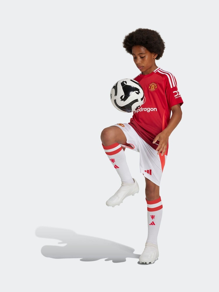 adidas White Kids Manchester United 24/25 Home Shorts - Image 4 of 7