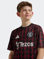 adidas Black/Red Kids Manchester United Pre Match Jersey - Image 3 of 8