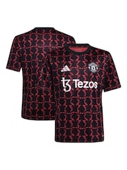 adidas Black/Red Kids Manchester United Pre Match Jersey - Image 6 of 8