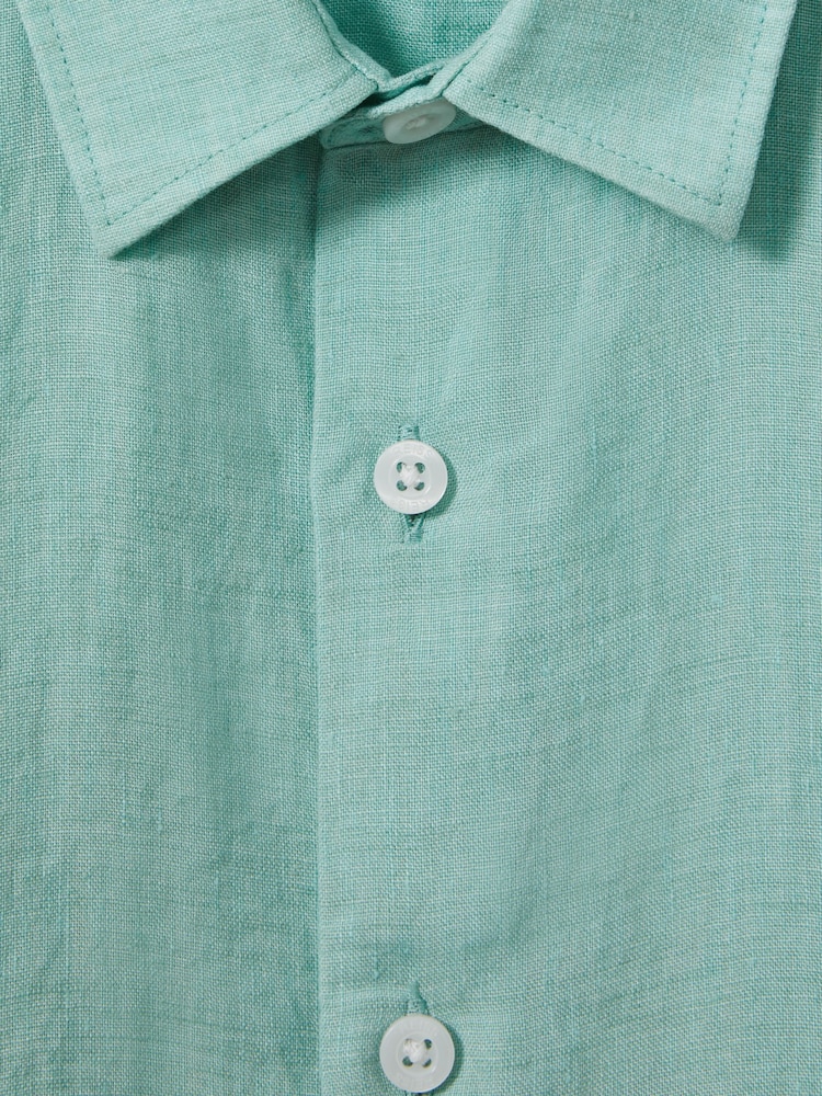 Reiss Bermuda Green Holiday Junior Short Sleeve Linen Shirt - Image 3 of 3