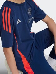 adidas Navy/Red Kids Manchester United Tiro 24 100% Cotton T-Shirt - Image 4 of 6