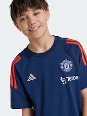 adidas Navy/Red Kids Manchester United Tiro 24 100% Cotton T-Shirt - Image 5 of 6
