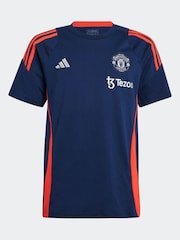 adidas Navy/Red Kids Manchester United Tiro 24 100% Cotton T-Shirt - Image 6 of 6