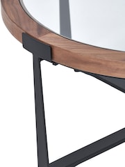 Pacific Light Walnut Glass and Wood Veneer Coffee Table - Image 2 of 6