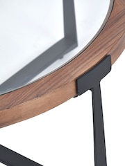 Pacific Light Walnut Glass and Wood Veneer Coffee Table - Image 5 of 6