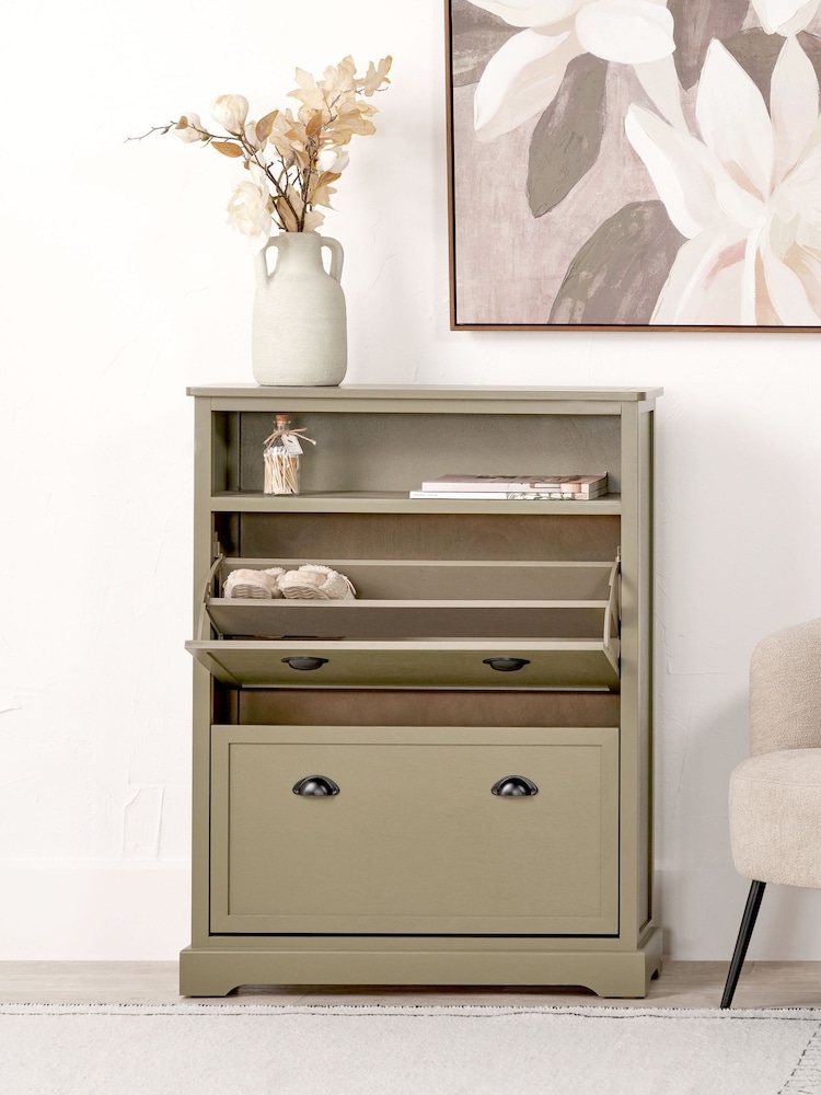 Pacific Olive Pine Wood Shoe Storage Unit - Image 2 of 8