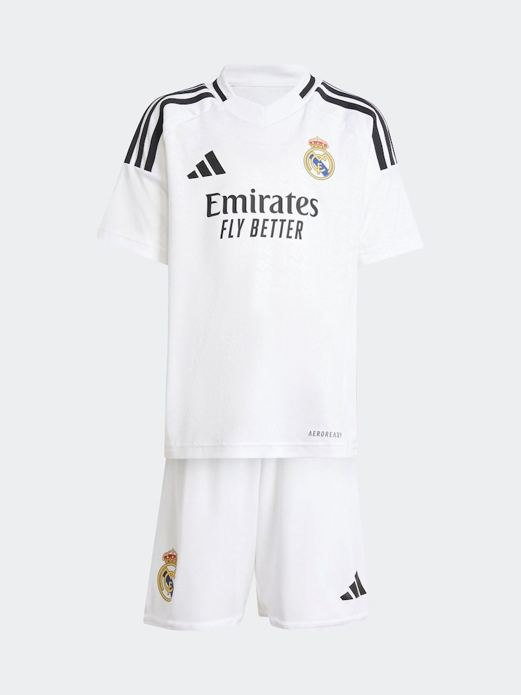 adidas White Kids Real Madrid 24/25 Home Mini Kit - Image 1 of 3