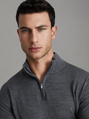 Reiss Navy/Derby Grey Marl Blackhall 2 Pack 2 Pack Of Merino Wool Zip-Neck Jumpers - Image 3 of 7