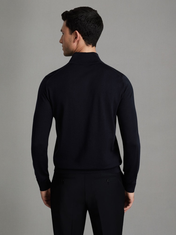 Reiss Navy/Derby Grey Marl Blackhall 2 Pack 2 Pack Of Merino Wool Zip-Neck Jumpers - Image 7 of 7