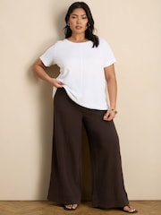Live Unlimited Chocolate Cheesecloth Wide Leg Trousers - Image 2 of 4