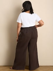 Live Unlimited Chocolate Cheesecloth Wide Leg Trousers - Image 3 of 4
