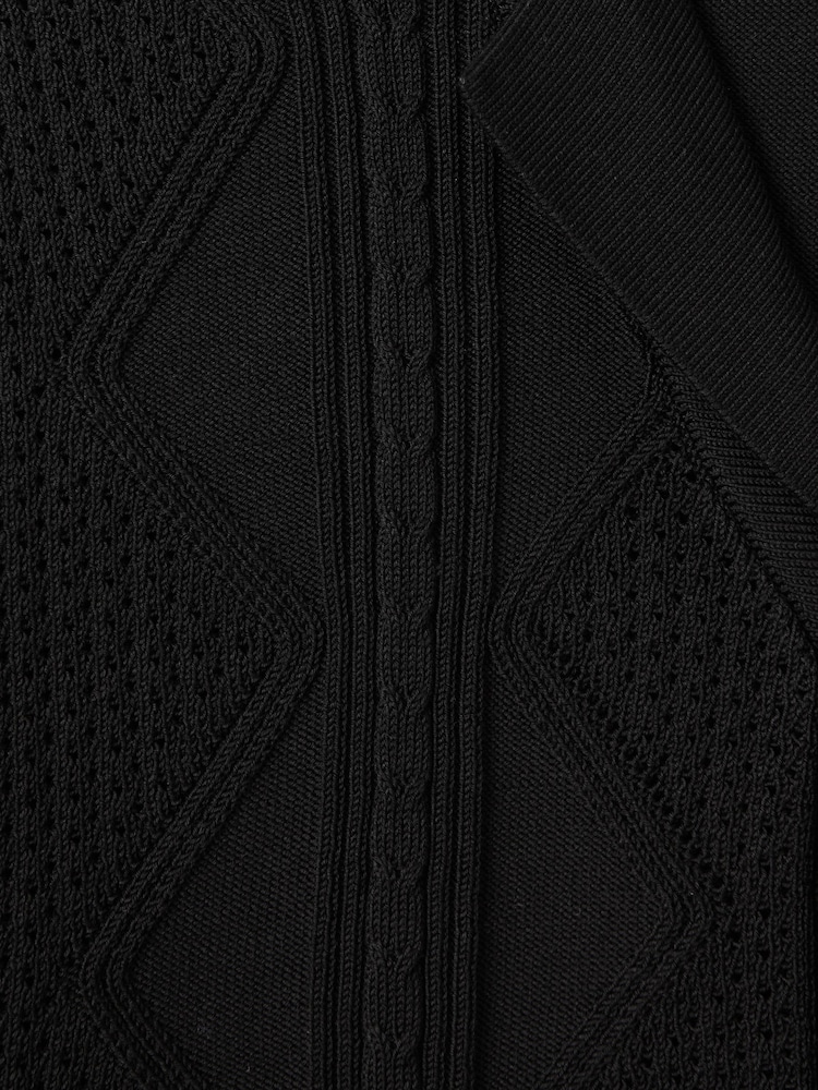 Reiss Black Fortune Cable Knit Cuban Collar Shirt - Image 6 of 6