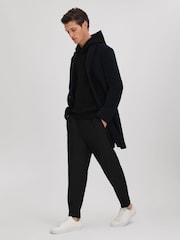 Reiss Black/White Newton Cotton Relaxed Motif Hoodie - Image 6 of 7