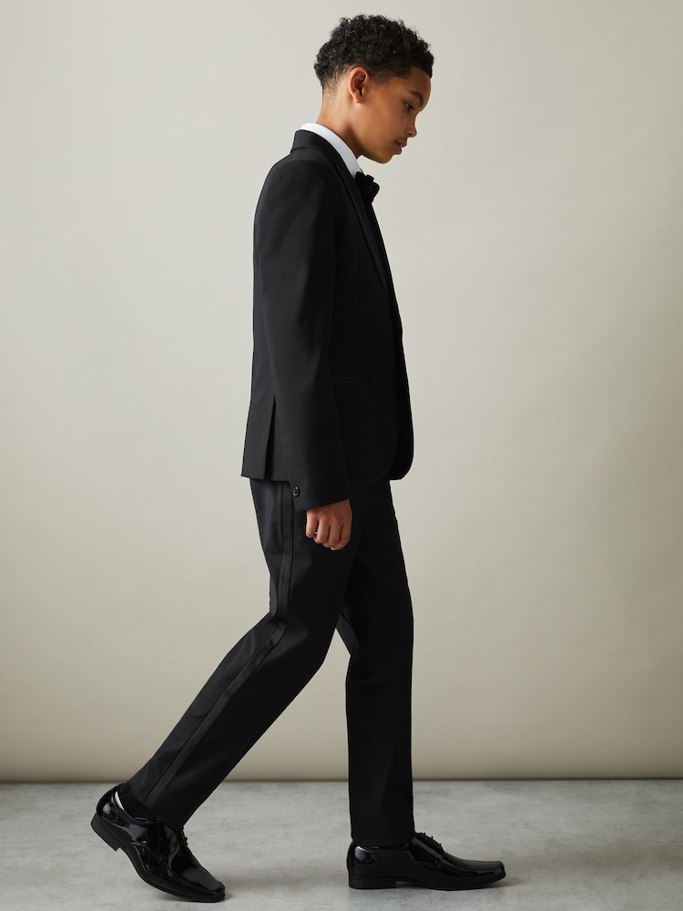 Reiss Black Knightsbridge T 3-9 yrs Tuxedo Satin Stripe Trousers - Image 1 of 4