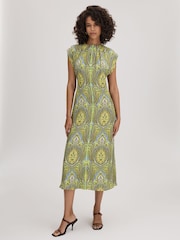 Bedruckt Midi kleid „Florere“ mit Krawatte rücken - Bild 1 von 3