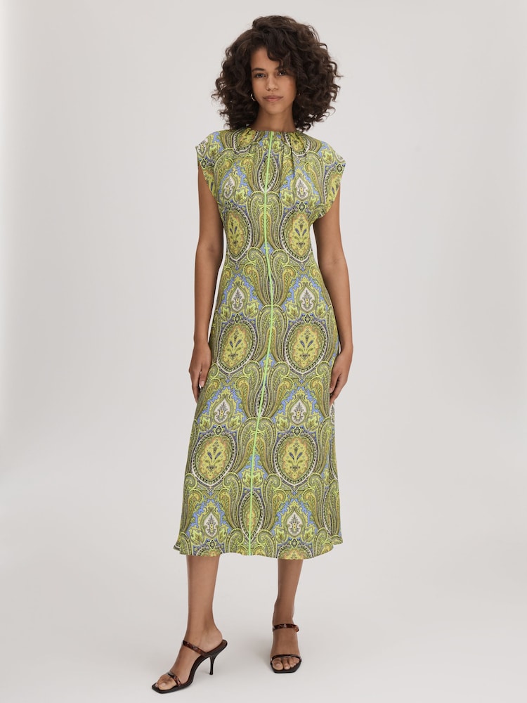 Bedruckt Midi kleid „Florere“ mit Krawatte rücken - Bild 1 von 3 Bedruckt Midi kleid „Florere“ mit Krawatte rücken - Bild 1 von 3
