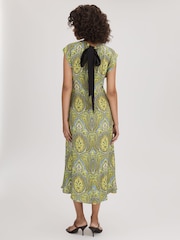 Bedruckt Midi kleid „Florere“ mit Krawatte rücken - Bild 2 von 3